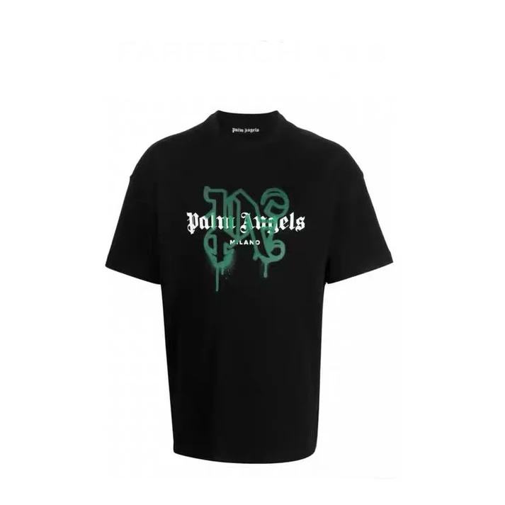 T-shirt Palm Angels - Green on Black