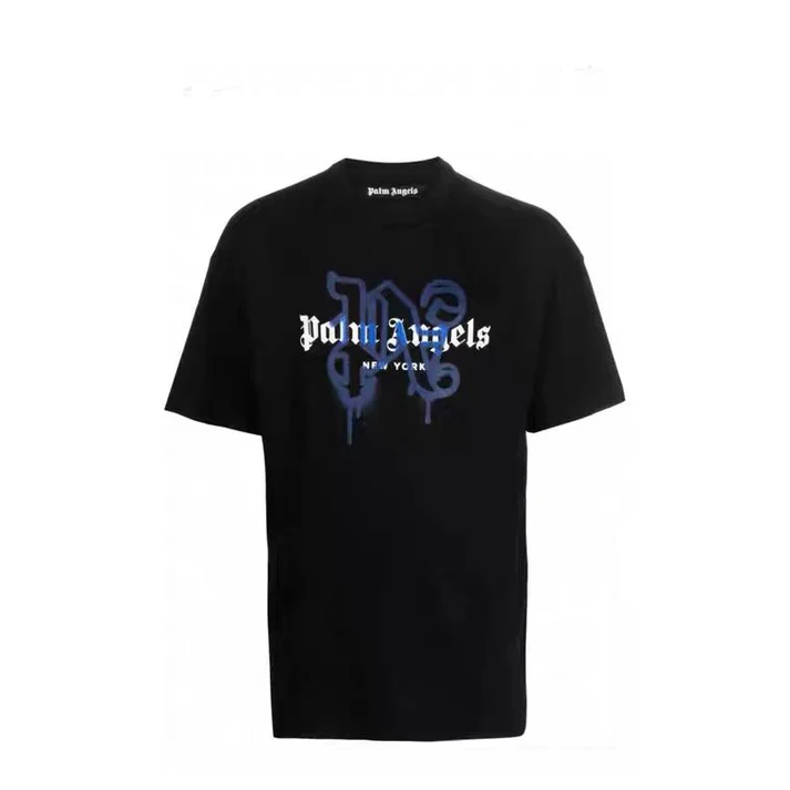 T-shirt Palm Angels - Blue on Black